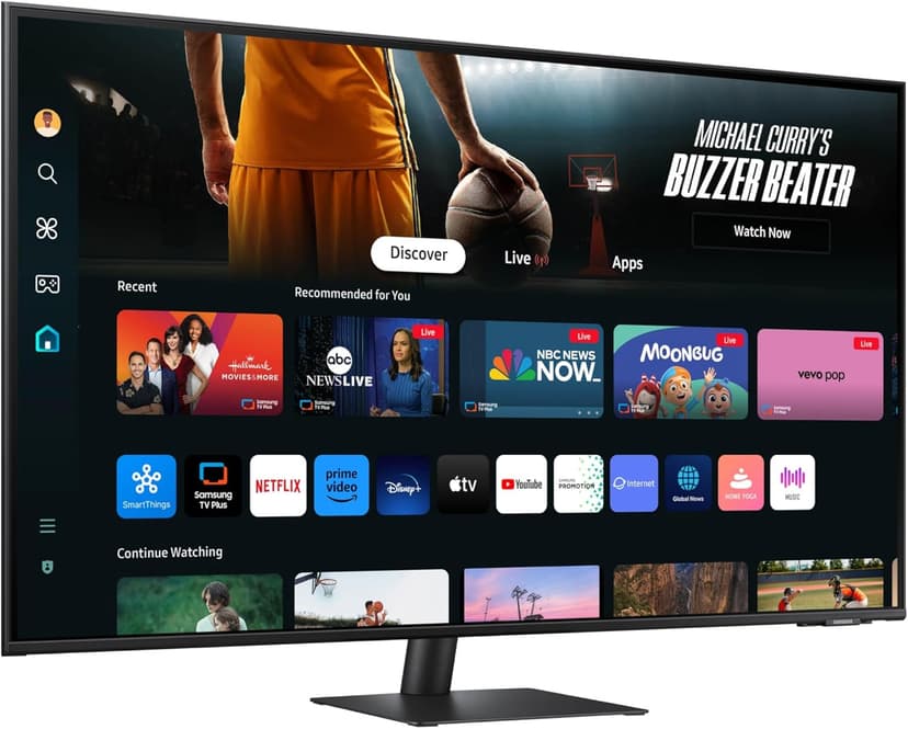 Samsung 43-Inch M7 (M70D) Series 4K UHD Smart Monitor, Speakers, HDR10, USB-C, Multiple Ports, Gaming Hub, SolarCell Remote, Vision Accessibility Tools, LS43DM702UNXGO, Black
