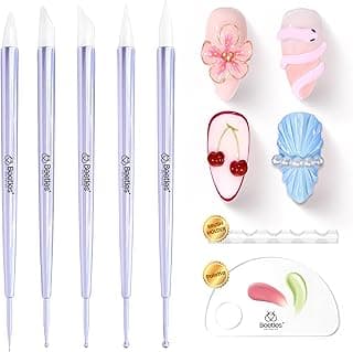 Beetles 5PCS Nail Art Dotting Tools Nail Art Sculpture Pen, Dual-Head Resin Nail Art Tools, Carving Drawing Tool, Silicone Brushes Set Pottery Clay Sculpting Tools Modeling Painting Tool DIY Art