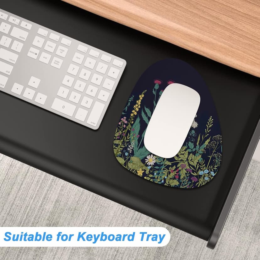 Rimilak Small Mouse Pad 6 x 7 Inch, Irregular Mini Mouse Pad with Non-Slip Rubber Base, Waterproof Compact Mouse Mat for Laptop Computer Wireless Mouse Keyboard Home Office Travel, Midnight Flowers