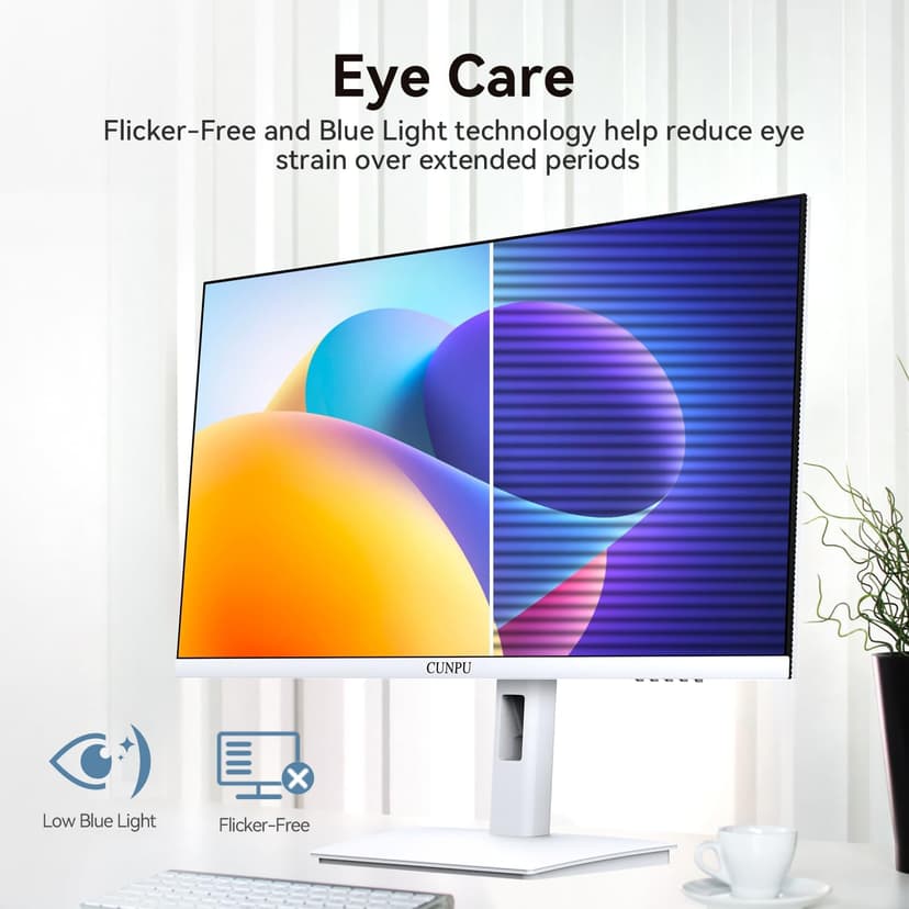 27 Inch 2560x1440p 120Hz White Monitor, IPS Ultra-Thin Bezel Computer Gaming Monitor, 100% sRGB, 16.7M Colors, Adaptive Sync, HDMI/DP, VESA 100x100mm, Eye Care, Tilt Adjustable for Game and Work