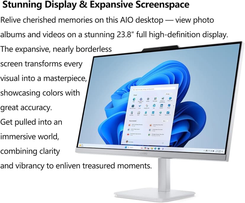 Lenovo 24 23.8" FHD All-in-One Desktop Computer for Home Office, Intel 4-Core Processor (Beat i3-1110G4), 32GB DDR4 RAM, 1TB PCIe SSD, WiFi 6, Bluetooth, Business AIO, Windows 11 Pro, Vent-Hear