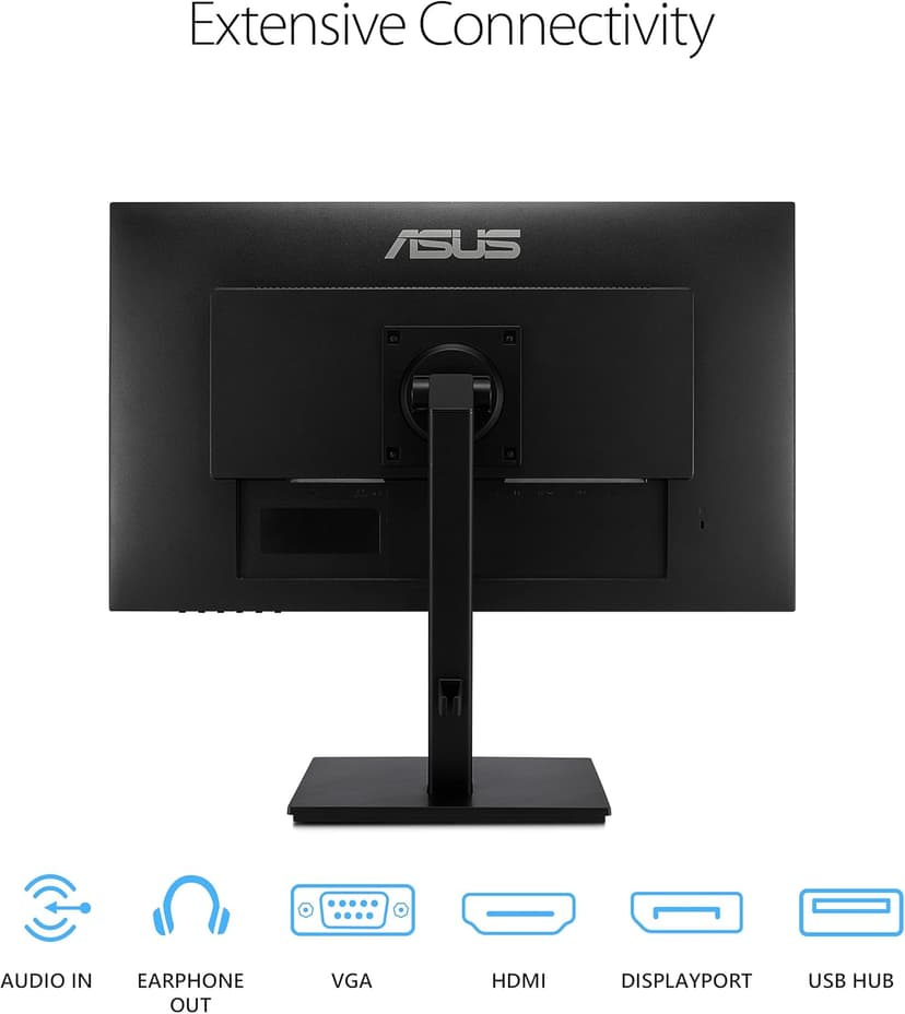ASUS 23.8”1080P Monitor(VA24DQSB)-Full HD,IPS,75Hz,Speakers Adaptive-Sync Low Blue Light Flicker Free VESA Mountable Frameless, HDMI DisplayPort, VGA, USB hub Height Adjustable, BLACK,12.8"x21.3"x2.1"