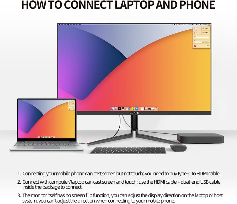 24 Inch Touchscreen Monitor, 10 Point Touch, FHD 1080P 75Hz IPS Screen, 100% SRGB, VESA Wall Mountable, Tilt Adjustment, VGA HDMI USB for PC, Laptop Business & Work Station, Warehouse