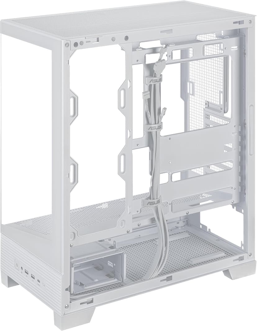ASUS A31 White ATX Mid-Tower Gaming Case, Dual-Sided Tempered Glass, Frameless Design, BTF Hidden Connectors, 360 AIO Support, 8° Angled Base, ARGB Ready, Optimized Airflow, Seamless Cable Management