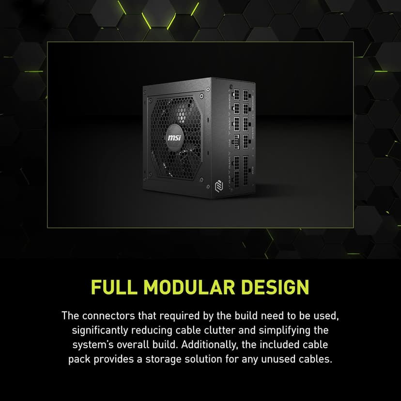MSI MAG A750GL PCIE 5.1 & ATX 3.1 Gaming Power Supply - Full Modular - 80 Plus Gold Certified 750W - Compact Size - ATX PSU - 10 Year Warranty