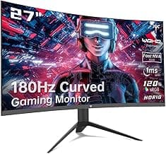 27 inch Gaming Monitor, 1440P Curved Monitor, 180Hz, 144Hz, 2K, 1500R, 1ms, FreeSync/G-Sync Compatible, DisplayPort/HDMI/USB, Ultrawide PC Vesa/Wall Mount Computer Monitor, H27S17
