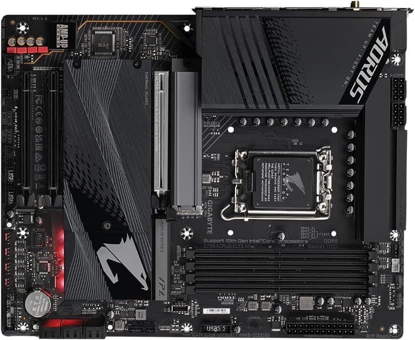 GIGABYTE Z790 AORUS Elite AX 1.0 Intel LGA 1700 ATX Motherboard, 4X DDR5~128GB, 3X PCI-E x16, 4X M.2, 6X SATA, 5X USB 3.2, 1x USB-C, 4X USB 2.0