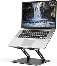 Adjustable Laptop Stand for Desk, Metal Foldable Laptop Riser, Portable Laptop Holder Mount, Ventilated Cooling Computer Notebook Stand Compatible with 10-15.6” Laptops