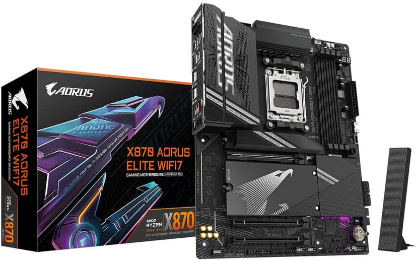 GIGABYTE X870 AORUS Elite WIFI7 AMD AM5 LGA 1718 Motherboard, ATX, DDR5, 4X M.2, PCIe 5.0, USB4, WIFI7, 2.5GbE LAN, EZ-Latch, 5-Year Warranty