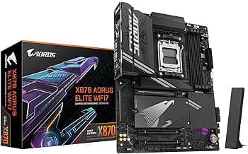 GIGABYTE X870 AORUS Elite WIFI7 AMD AM5 LGA 1718 Motherboard, ATX, DDR5, 4X M.2, PCIe 5.0, USB4, WIFI7, 2.5GbE LAN, EZ-Latch, 5-Year Warranty