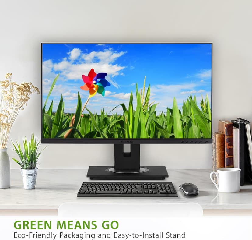 ViewSonic VG2448A 24 Inch IPS 1080p Ergonomic Monitor with Ultra-Thin Bezels, HDMI, DisplayPort, USB, VGA, and 40 Degree Tilt for Home and Office