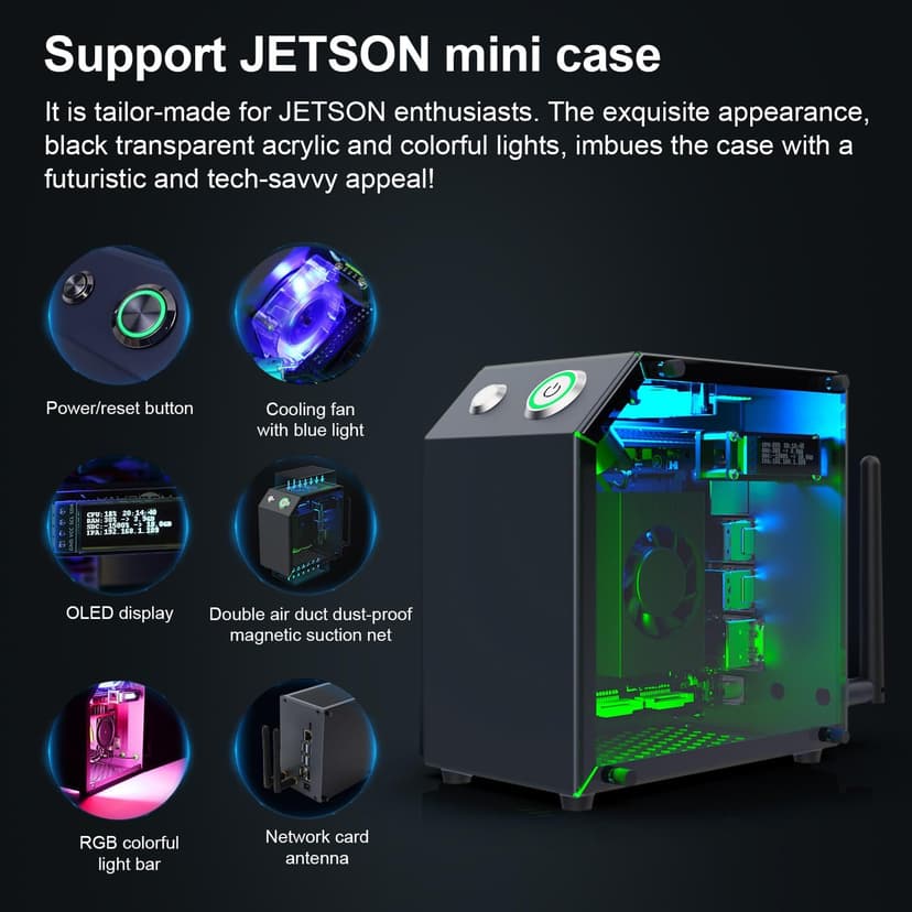 Yahboom Jetson Orin NX 8GB RAM Super Kit with Jetson Case, USB Microphone Camera, 256GB SSD Electronic Kit Intelligence ROS (Orin NX 8GB SUB Mini PC Kit)