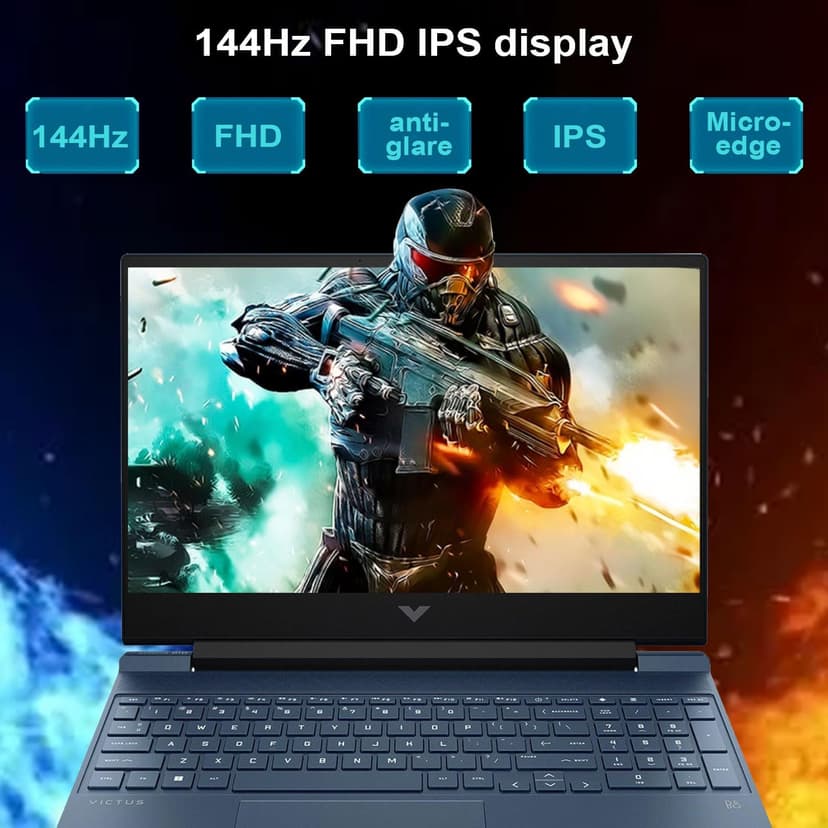 HP Victus 15.6 i5 Gaming Laptop, 15.6" FHD 1920*1080 144Hz, Intel Core i5-12450H, NVIDIA GeForce RTX 3050, 32GB RAM, 1TB SSD, Backlit KB, Touchpad, SD Card Reader, Webcam, HDMI, Wi-Fi 6, W11 H, Blue
