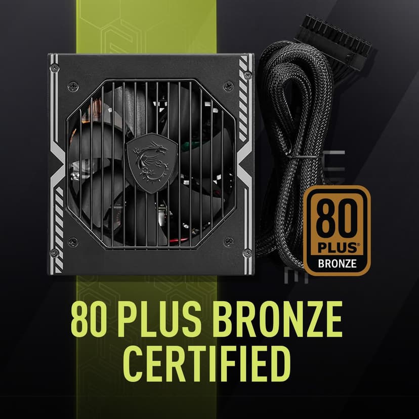 MSI MAG A650BE Gaming Power Supply - 80 Plus Bronze Certified 650W - Semi-Modular - Low Noise ATX PSU