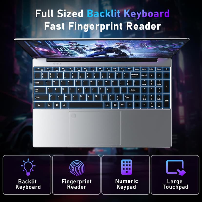 Gaming Laptop,15.6 Inch Laptop Computer,16GB RAM 1TB SSD,AMD Ryzen 5 7430U (up to 4.3Ghz,Beat 5700U),AMD Radeon Graphics,15.6”FHD 1920 * 1080 Display,WiFi 5,BT5.0,Backlit Keyboard