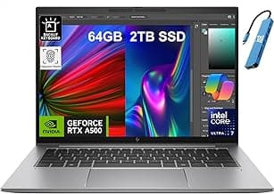 HP ZBook Firefly G11 Mobile Workstation (14" FHD+, NVIDIA RTX A500, Intel Core Ultra 7 155H, 64GB DDR5 RAM, 2TB SSD) AI Copilot Laptop for Engineer, Designer, IST Hub, Backlit, Fingerprint, Win 11 Pro
