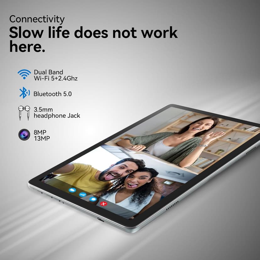 2025 Tablet 10.1 Inch 2 in 1 Android Tablet with keyboard Octa-Core 8(4+4 Virtual)+128GB Storage 1TB Expandable, 13+8MP Camera, Latest Tablets PC with Case Mouse Stylus Support 5G WiFi, IPS FHD Screen