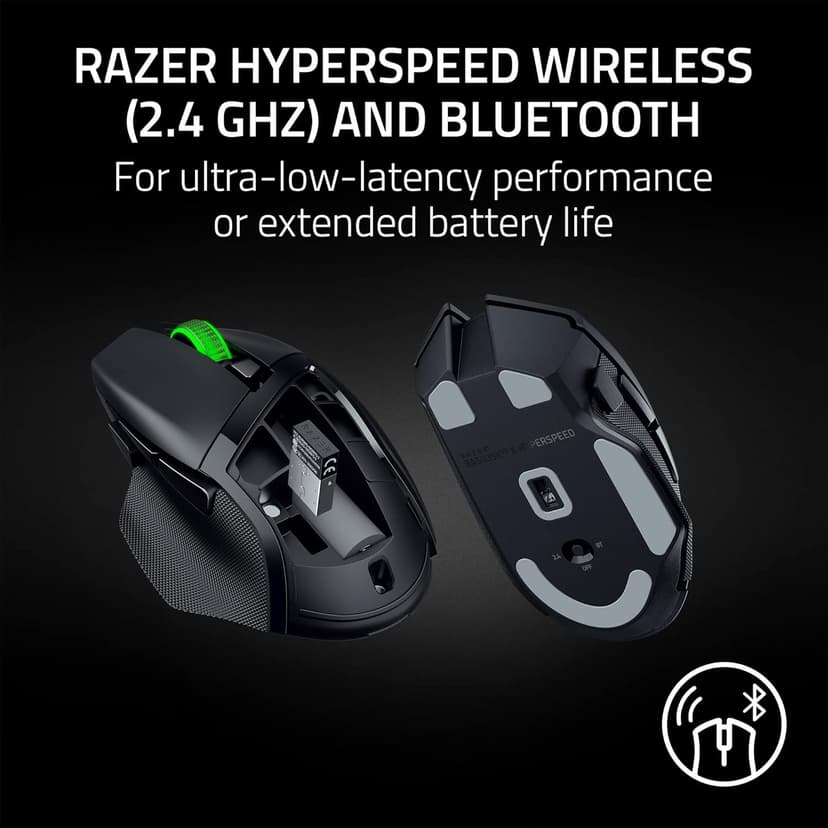 Razer Basilisk V3 X HyperSpeed Customizable Wireless Gaming Mouse: Mechanical Switches Gen-2-5G Advanced 18K Optical Sensor - Chroma RGB 9 Programmable Controls 535 Hr Battery Classic Black