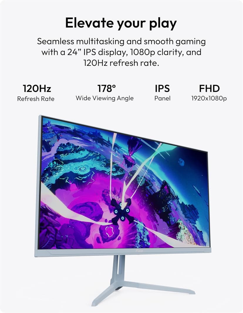Pixio PX246 Wave Blue 24 inch 120Hz Refresh Rate FHD 1080p Resolution IPS Panel 4ms GTG Response Time Gaming Monitor with Adaptive Sync