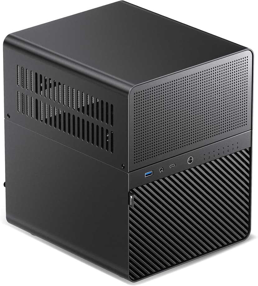 JONSBO N3 Mini-ITX NAS PC Chassis, ITX Computer Case, 8HHD+1-SSDD isk Bays NAS Mini Aluminum with Steel Plate Case, Built-in 2x10cm Fan, Power Support: SFX105mm, Support 130mm CPU Cooler