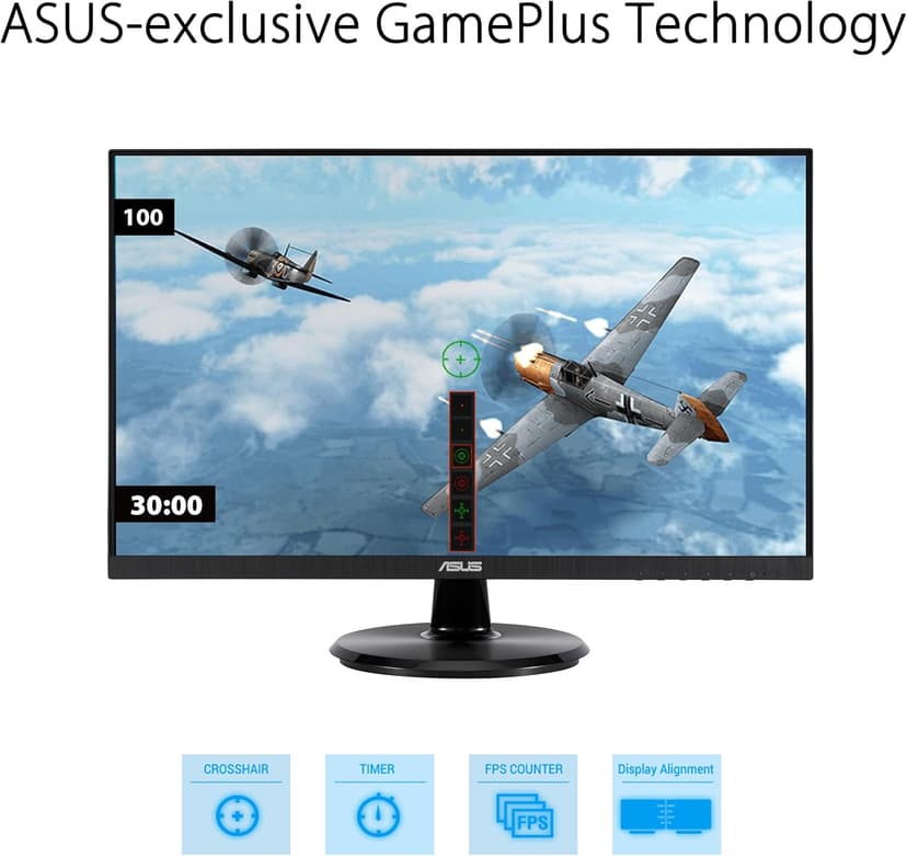 ASUS 27” 1080P Eye Care Monitor (VA27DQF) - IPS, Full HD, Frameless, 100Hz, 1ms, Adaptive-Sync, for Working and Gaming, Low Blue Light, Flicker Free, HDMI, DisplayPort, 3 Year Warranty