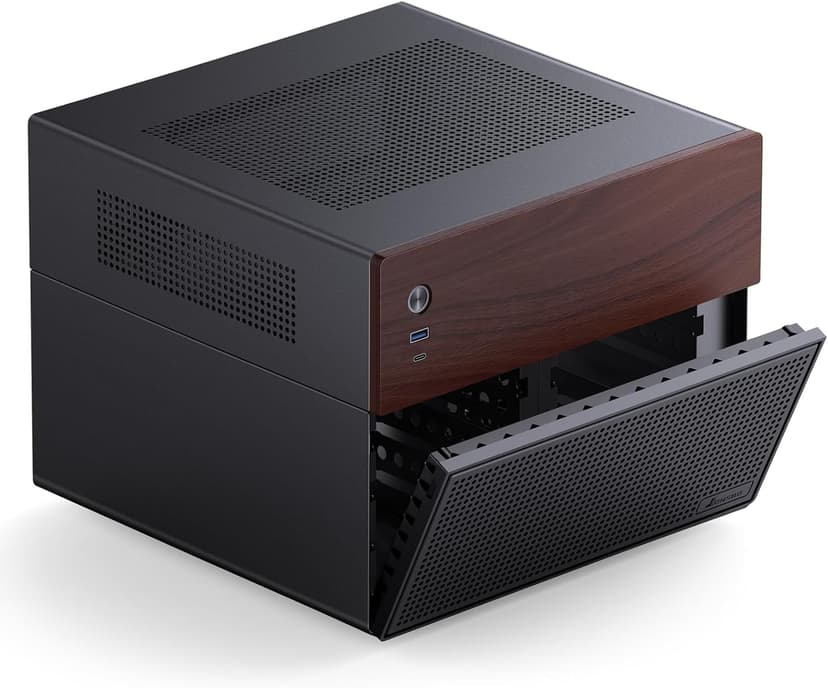 JONSBO N4 Black NAS Pc Case, Walnut Wood, 8-Drive Bay/6 * 3.5 "HDD (4 hot-swap,2 Non hot-swap),2 * 2.5SSD,Micro ATX Chassis, USB3.2Gen2Type-C, 1x120mm Fan Built-in, Black