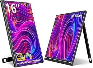 16" Portable Monitor, 1920×1200P IPS Laptop Screen with USB-C, HDMI Gaming Monitor with Kickstand, 0.3" Ultra-Slim for Travel/Office
