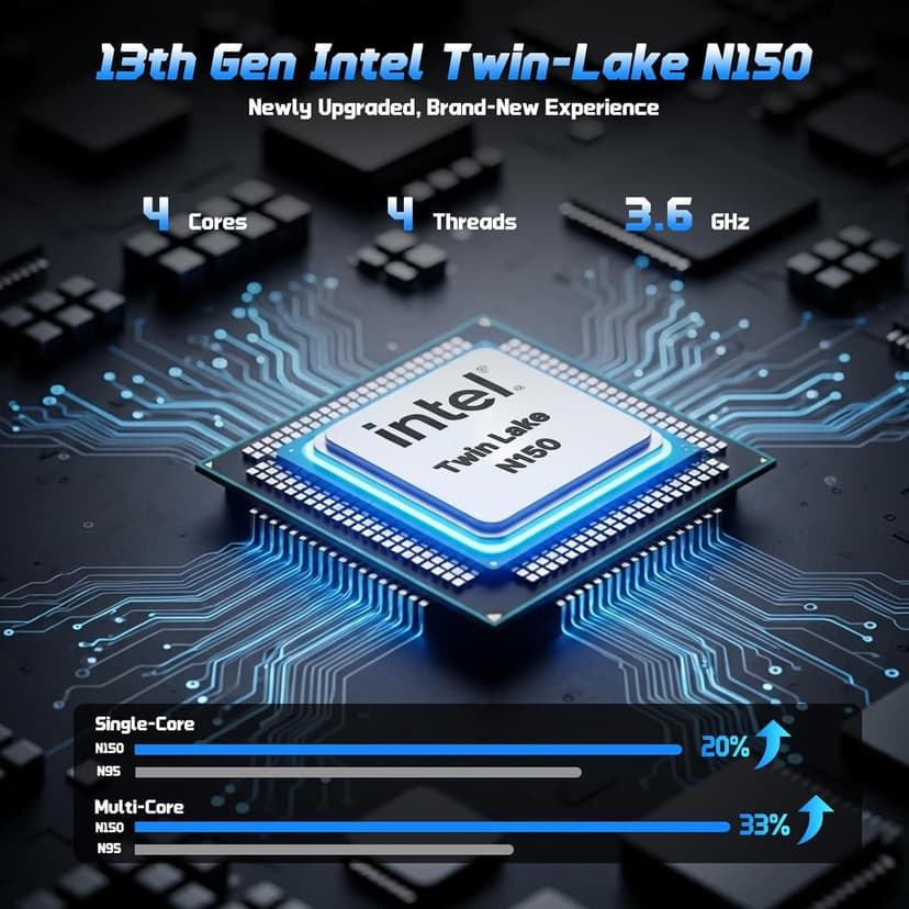 15.6" FHD IPS Student-Laptop Computer - 16GB RAM 1TB SSD, 4 Cores 13th Gen Intel N150(Beat to i3-1115G4, Up to 3.6GHz), 65W GaN Type-C, Fingerprint, Backlit Keyboard, Wi-Fi 6, BT5.2, Numpad