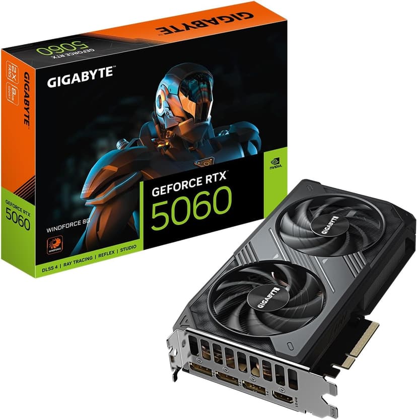 GIGABYTE GeForce RTX 5060 WINDFORCE 8G Graphics Card, 8GB 128-bit GDDR7, PCIe 5.0, WINDFORCE Cooling System, GV-N5060WF2-8GD Video Card