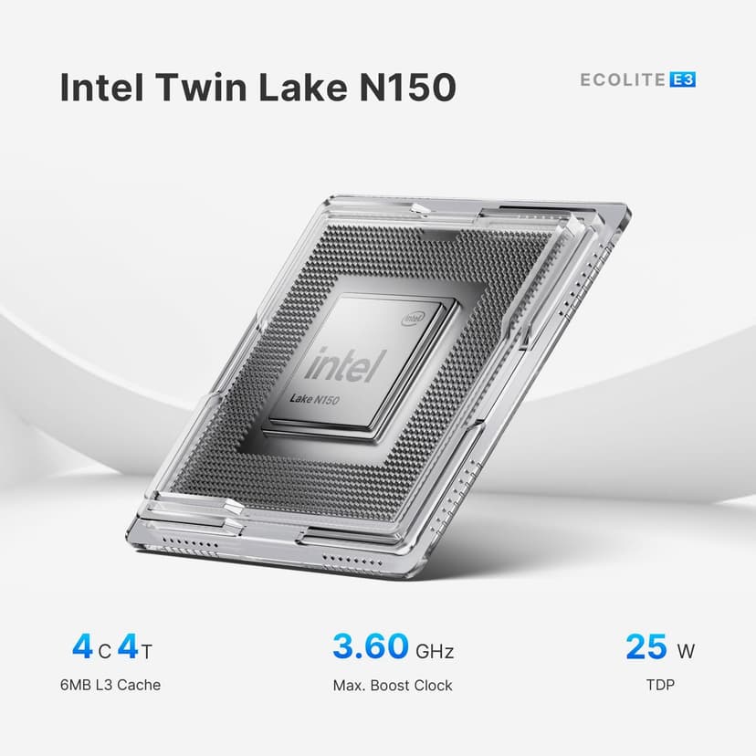 Mini PC E3, Intel Twin Lake N150 Mini Computers 16GB DDR4 RAM, 512GB NVMe SSD, 4K Triple Display, Dual HDMI, USB-C, 2.5G RJ45 Ethernet, Wi-Fi 5/BT5.0