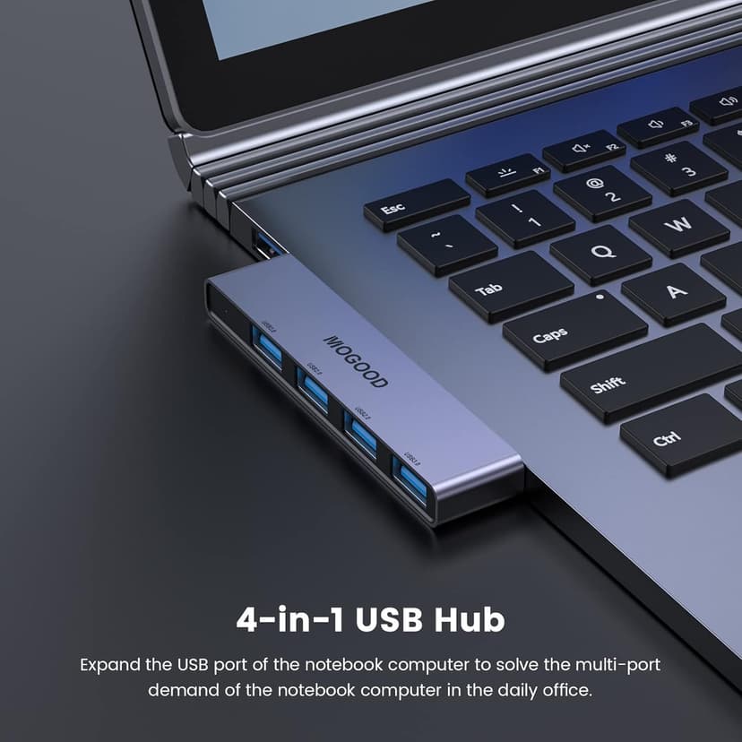 USB Hub for Laptop,MOGOOD USB Hub 3.0 USB Splitter Ultra-Slim Data Hub [Charging Not Supported] Multi USB Port Expander Type A Adapter Station for Laptop,Windows PC,Mac,Printer,Flash Drive,Mobile HDD