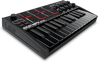 Akai Professional MPK Mini MK3 - 25 Key USB MIDI Keyboard Controller With 8 Backlit Drum Pads, 8 Knobs, Music Production Software and Native Instruments Sound Package (NKS Integration), Black