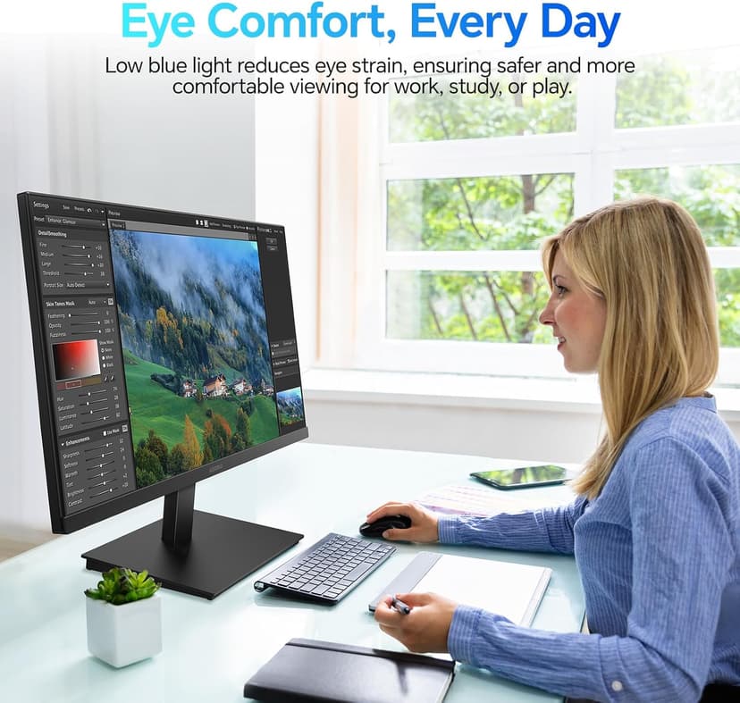 KOORUI 27 Inch QHD (2560x1440) IPS Ultra-Thin Computer Gaming Monitor, 100Hz Refresh Rate, DCI-P3 95%, FreeSync & G-Sync, 1ms MPRT, HDR10, VESA 100x100mm, Tilt Adjustable for Game and Work