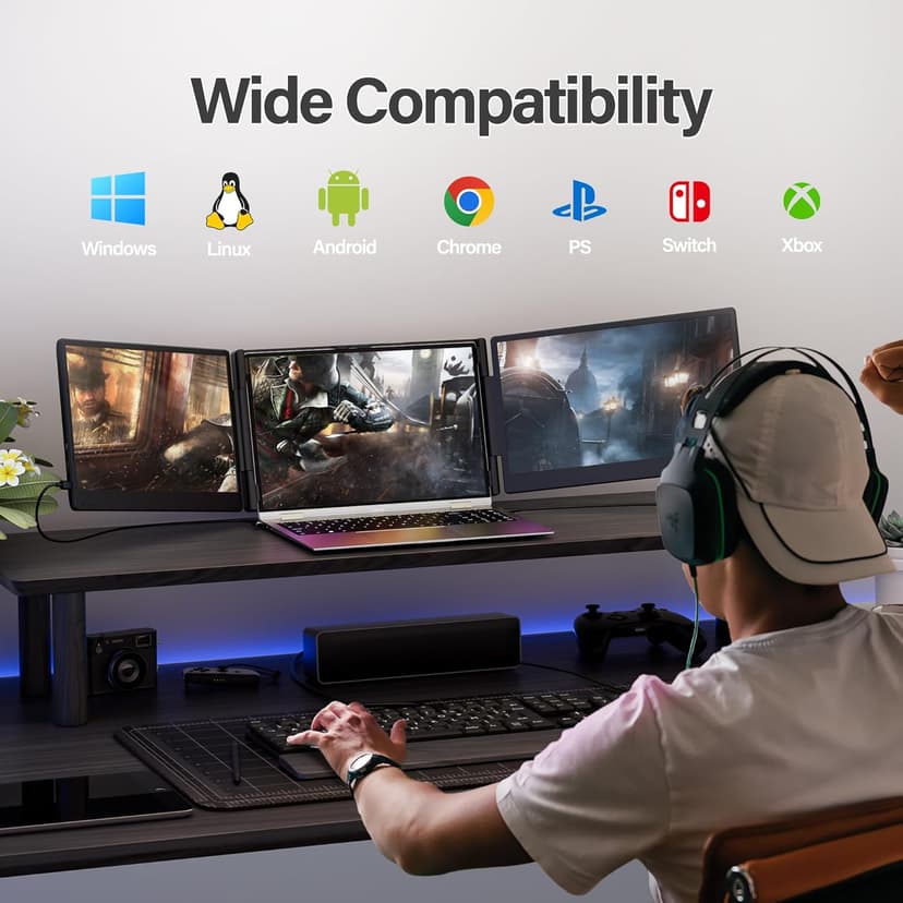 2025 New Upgraded Laptop Screen Extender Portable Monitor, 1080P FHD IPS Screen, Monitor Extender for Laptop, Fit for 13-17" Laptop, Plug & Play Compatiable with Windows/Mac/Android/Switch (14 inch)