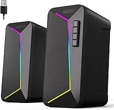 Jeecoo M30 Bluetooth Computer Speakers, PC Gaming Speakers for Desktop with Crisp Stereo Sound, Dynamic LED Modes, Easy-Access Control, 10W - USB-Powered