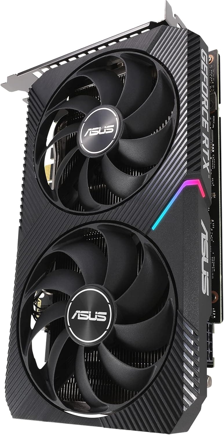 ASUS Dual NVIDIA GeForce RTX 3060 V2 12GB GDDR6 Gaming Graphics Card (PCIe 4.0, 12GB GDDR6 Memory, HDMI 2.1, DisplayPort 1.4a, 2-Slot Design, Axial-tech Fan Design, 0dB Technology)