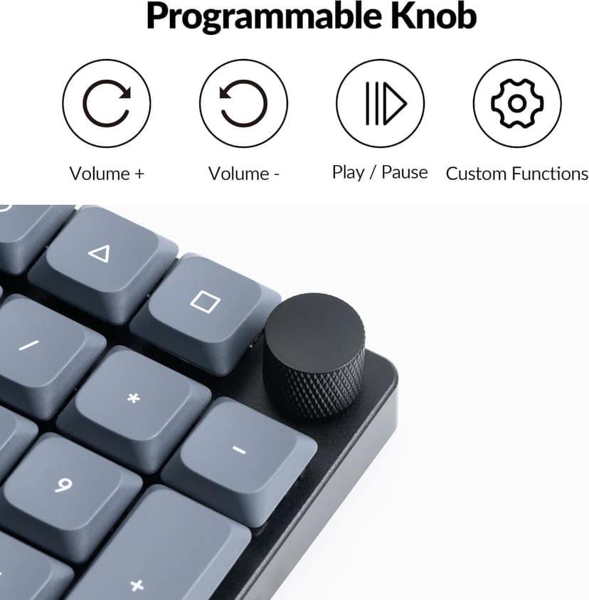 Keychron K17 Pro Low-Profile QMK/VIA Custom Wireless Mechanical Keyboard with Numpad Programmable Knob Bluetooth/Wired RGB Backlight Compatible with Mac Windows Linux