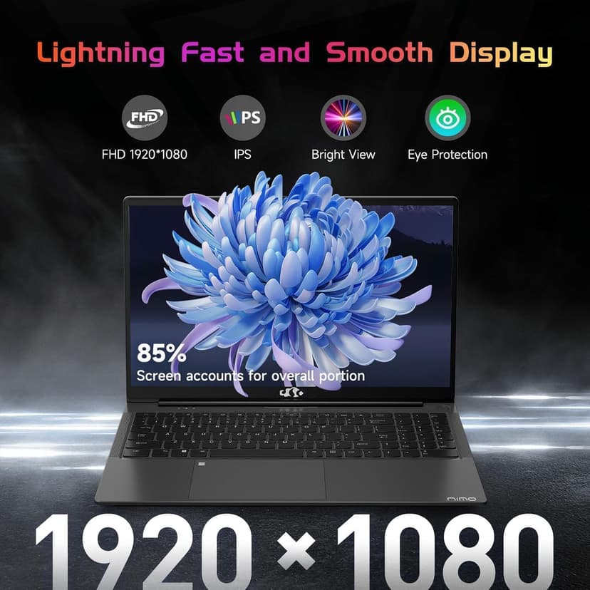 NIMO 15.6 IPS FHD-Laptop, 16GB RAM 1TB SSD Intel Pentium Quad Core N100, Computer with Backlit Keyboard Fingerprint (Beat to i3-1115G4 Up to 3.4GHz) Laptops for Student, Win 11 Gray