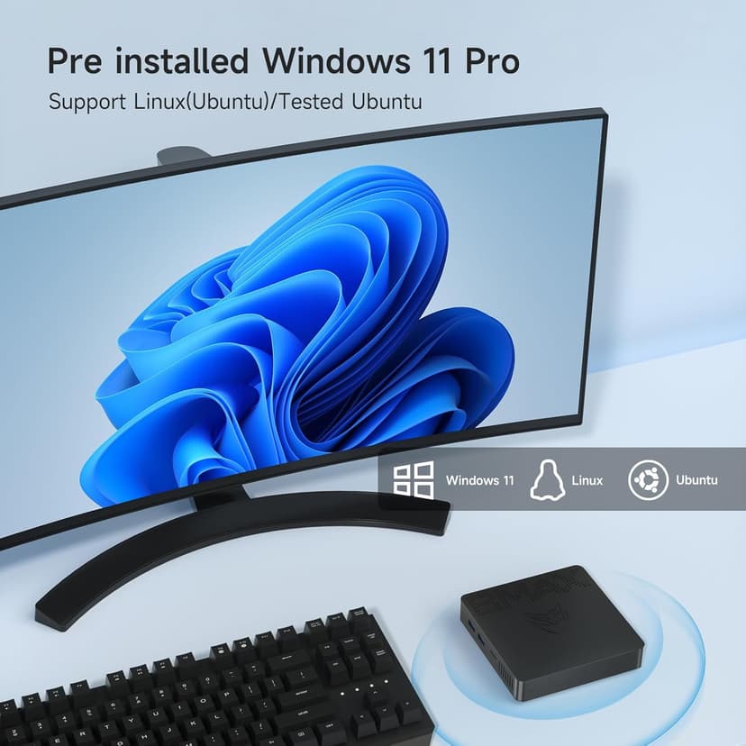 Bmax Mini PC B1 Pro 8GB LPDDR4 /128GB eMMC, Intel Gemini Lake N4000 (Up to 2.6 GHz), Support 512GB/2TB M.2 SSD Expansion, 2.4G/5G Dual WiFi BT4.2, 4K Dual Display Micro Computer
