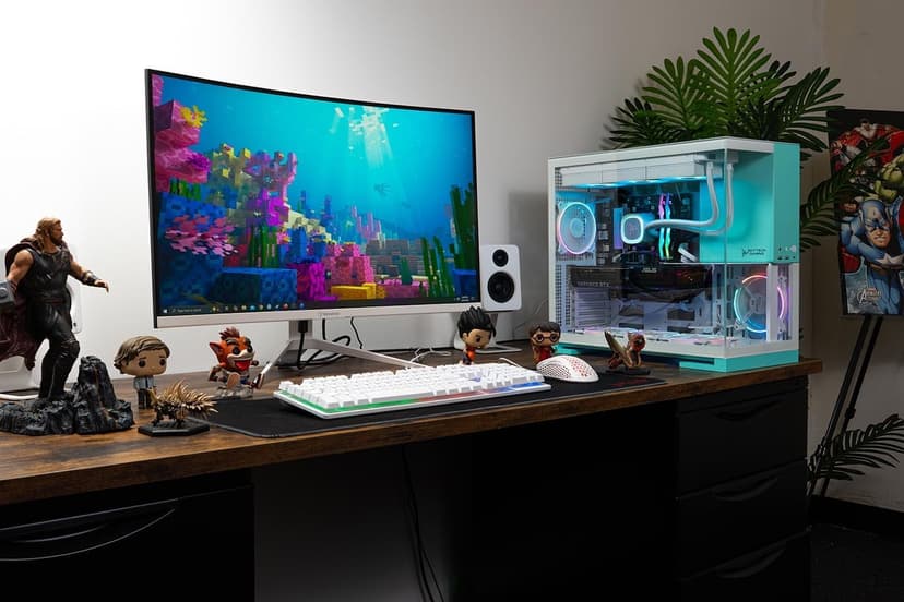 Skytech Gaming Aqua Desktop PC, Ryzen 7 7700X 4.5 GHz (5.4GHz Turbo), NVIDIA RTX 5060, 1TB Gen4 NVMe SSD, 32GB DDR5 RAM 5600 RGB, 850W Gold ATX 3 PSU, 360mm ARGB AIO, Wi-Fi, Win 11