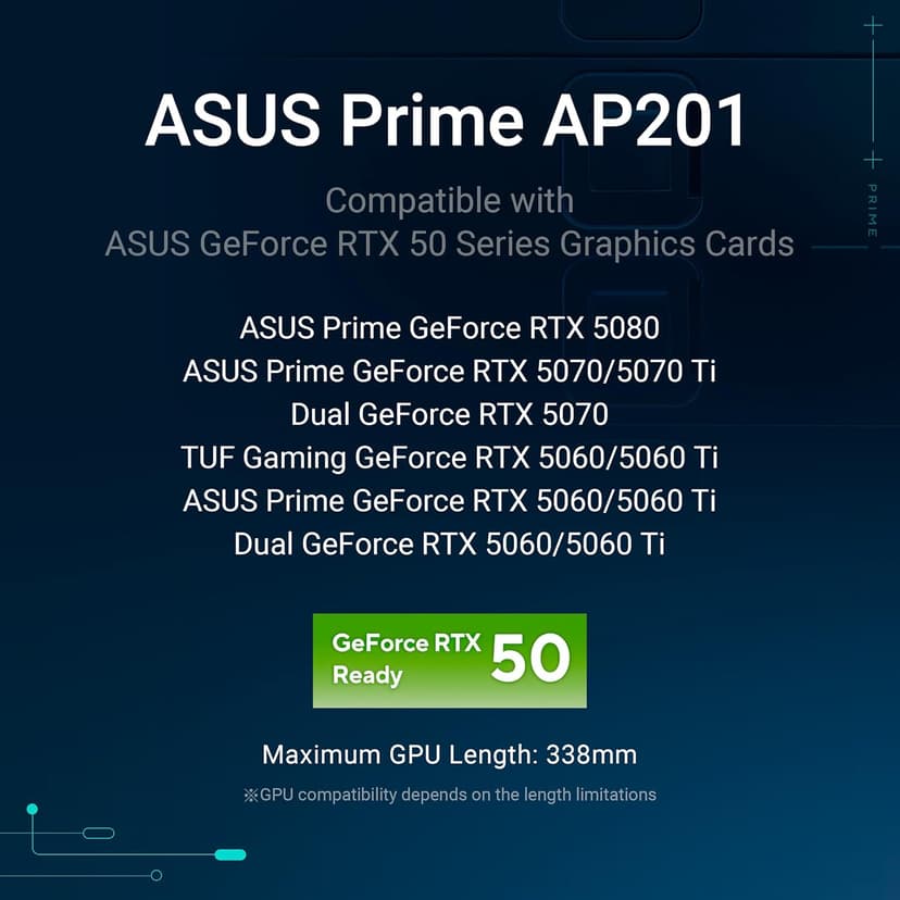 ASUS Prime AP201 33-Liter MicroATX Black case with Tool-Free Side Panels and a Quasi-Filter mesh, with Support for 360 mm Coolers, Graphics Cards up to 338 mm Long, and Standard ATX PSUs