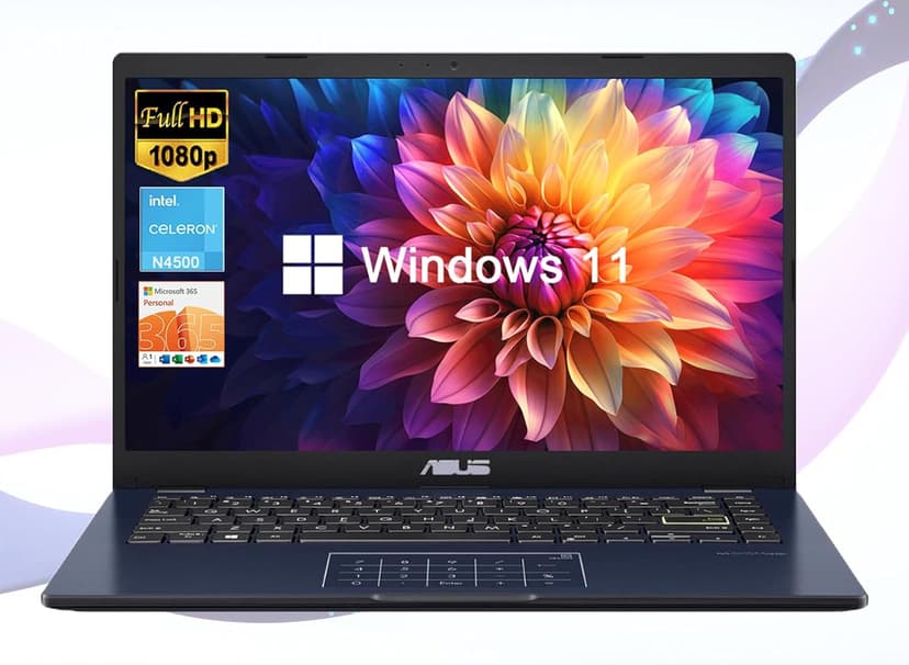 ASUS 14" Laptop for Business & Student, 14" FHD Display, Intel Celeron N4500, 4GB Memory, 64GB eMMC, NumberPad, Webcam, Wi-Fi, HDMI, Windows 11 (Renewed)