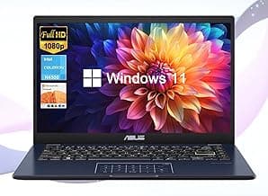 ASUS 14" Laptop for Business & Student, 14" FHD Display, Intel Celeron N4500, 4GB Memory, 64GB eMMC, NumberPad, Webcam, Wi-Fi, HDMI, Windows 11 (Renewed)