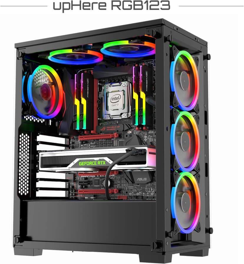 upHere 120mm RGB Case Fan Fan,Quiet Edition High Airflow LED Case Fan for PC Cases-3 Pack,RGB123-3