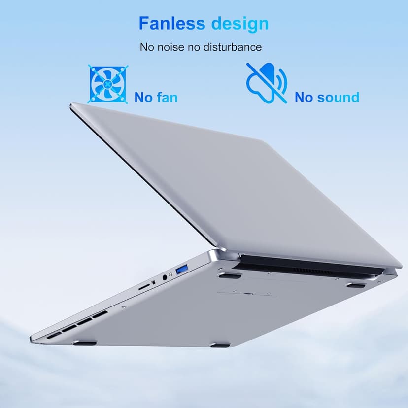 Laptop Computer, 14 inch Laptop Dual-Core Cerelon N4000 6GB RAM 128GB SSD Portable Laptop, 1366x768 IPS Display Fanless Design Laptop PC, WiFi 2.4/5G, BT 5.0, USB 3.0, Mini HDMI, Include USB-C Hub