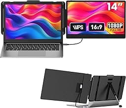 Laptop Screen Extender 14-inch, 1080P FHD Portable Monitor, Type-C/HDMI/USB-A Plug & Play, Laptop Monitor Extender fits Laptops with Screen up to 15.35" Wide, Compatible with Windows, Mac, Chrome