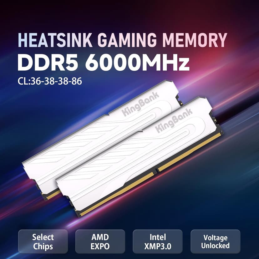 Computer Desktop Memory Ram DDR5 32GB(2x16GB) 6000MT/s CL36 1.35V Overclocking XMP 3.0 & AMD Expo with Heatsink for PC Gaming/Office/PS,Silver
