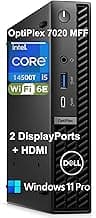 Dell OptiPlex 7020 MFF Micro Form Factor Mini Business Desktop Computer, 14th Gen Intel 14-Core i5-14500T (Beat i7-13700T), 16GB DDR5 RAM, 512GB PCIe SSD, WiFi 6E, 2 DisplayPorts + HDMI, Win 11 Pro