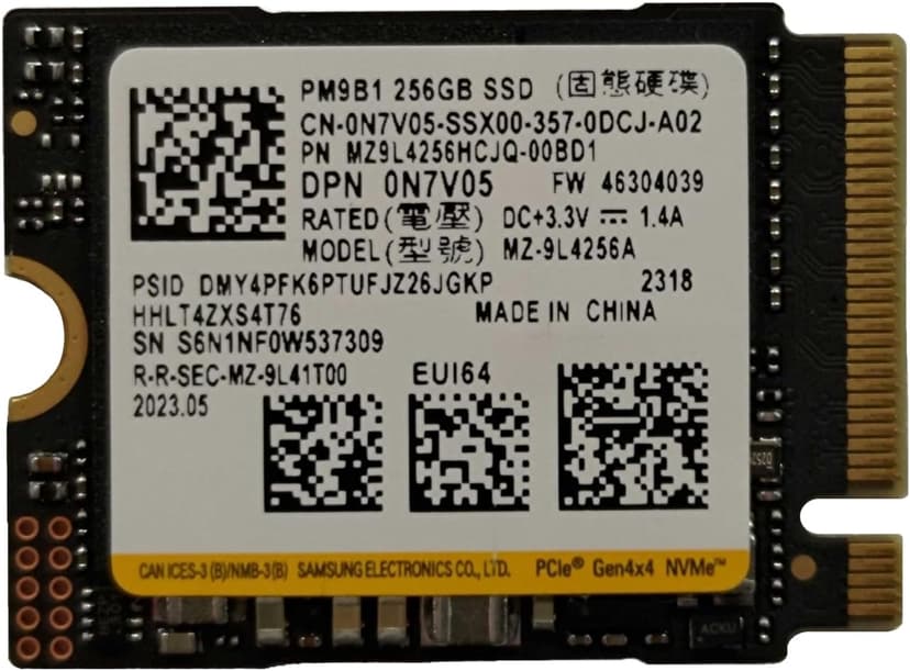OEM Samsun PM9B1 256GB M.2 PCI-e NVME SSD Internal Solid State Drive 30mm 2230 Form Factor M Key Steam Deck