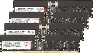V-Color DDR5 512GB (128GBx4) 6000MHz CL38 4Rx4 OC R-DIMM (Overclocking ECC Registered DIMM) 1.25V Memory Ram for TRX50 Workstation (AMD Expo) (TRA5128G60Q438Q)
